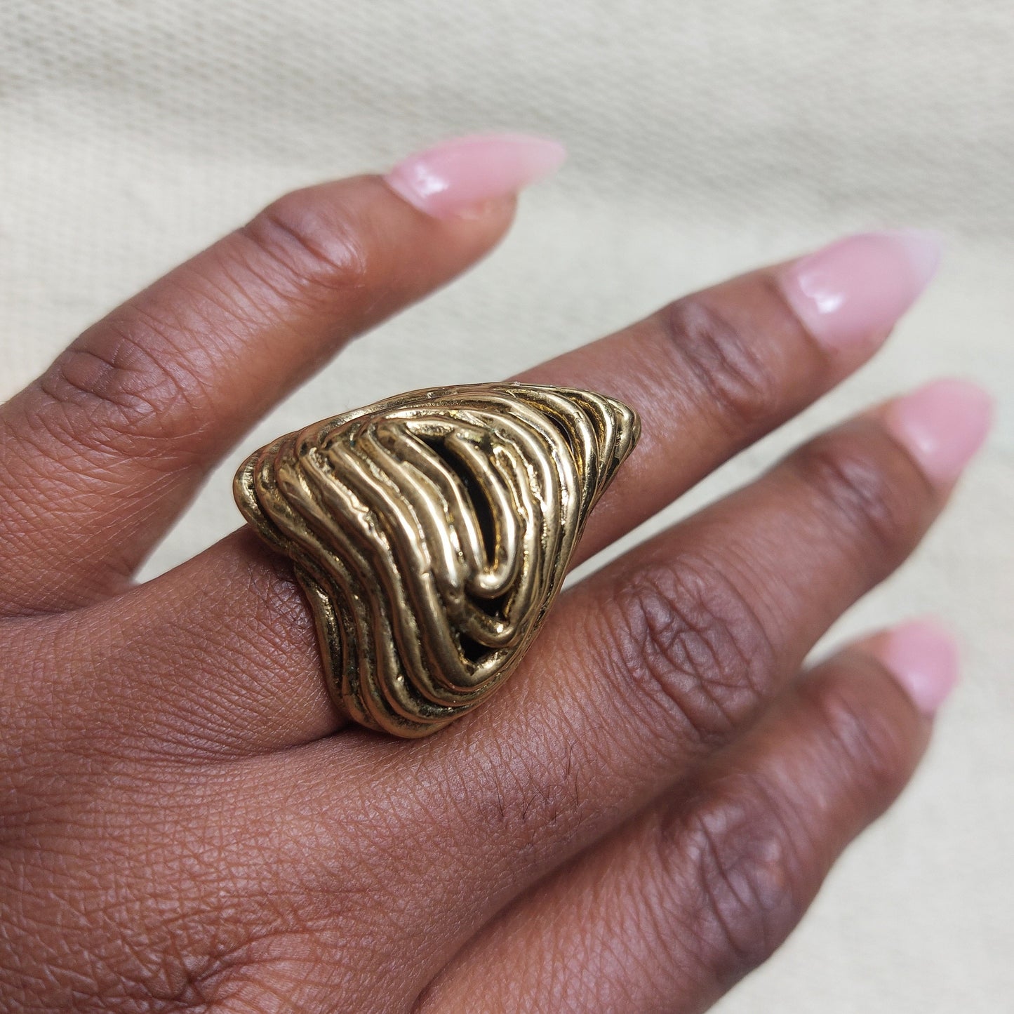 Made in Africa Gros Coeur Mask filigree cocktail ring by ROKUS